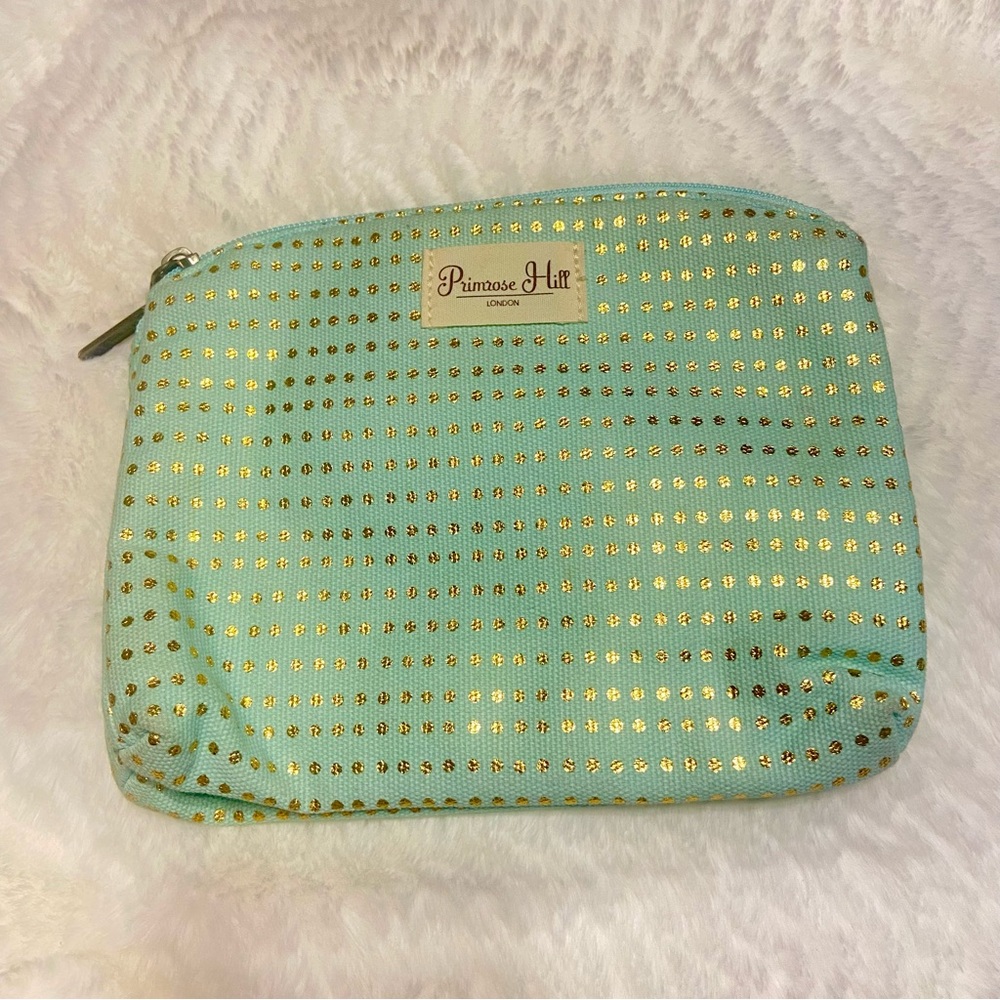 Mint Green and Gold Cosmetic Bags with Textured Design